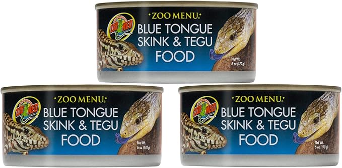 Zoo Med 3 Cans of Zoo Menu Blue Tongue Skin and Tegu Food, 6 Ounces each