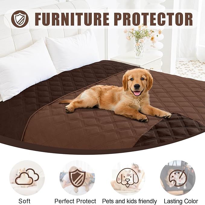 Smiry Waterproof Dog Bed Cover Blanket 30x82, Soft Reversible Pet Blanket, Washable Leakproof Cats Dogs Couch Cover for Sofa, Couch, Furniture, Lattice, Brown/Chocolate