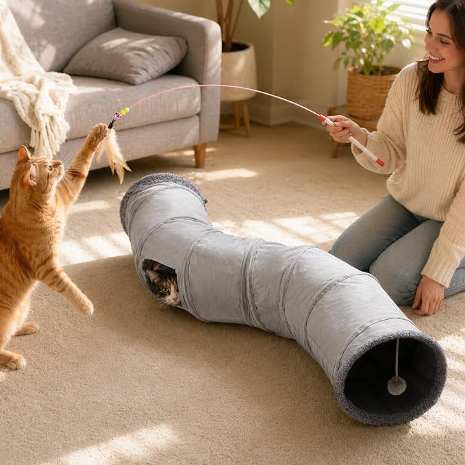 XIAPIA Cat Tunnels for Indoor Cats, 6-in-1 Collapsible Crinkle Play Tunnel - Image 8