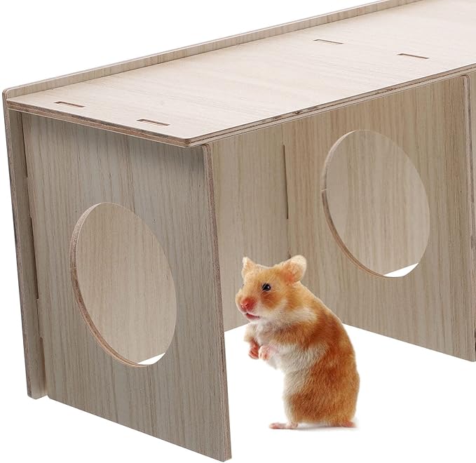 Baluue Wooden Hamster Cabin Hideout House Maze for Small Pets Sleep Play Hideout