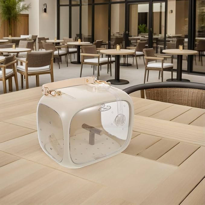 Portable Parrot Takeaway Cage with Perch Stand and Ventilation Holes, Anti-Escape Small Bird Carrier Bag for Outdoor Travel and Parakeet Transport