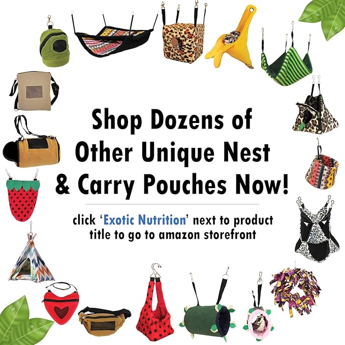 Exotic Nutrition Forest Pouch Set - Hammocks and Bedding for Sugar Gliders, Rats, Ferrets, Chinchillas, Squirrels, Marmosets, Hamsters, Gerbils & Small Animals