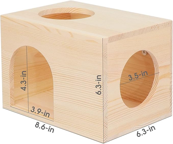 C-LIGHT Pet Chinchilla Hut Hideout Natural Wooden Small Animal Hideout for Chinchilla Squirrel Sugar Gliders (B)