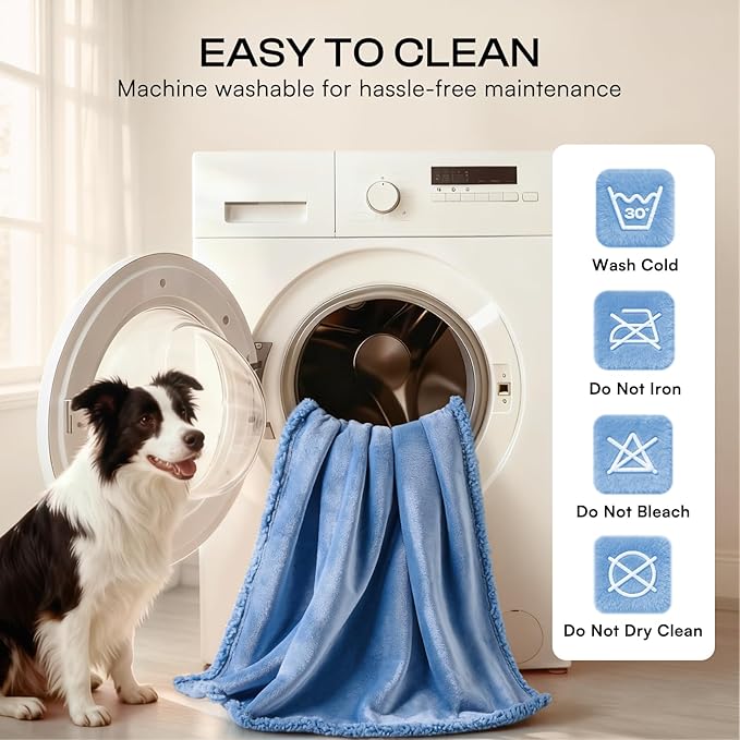 Luciphia Waterproof Pet Blanket, Liquid Pee Proof Dog Blanket for Sofa Bed Couch, Reversible Sherpa Fleece Furniture Protector Cover for Small Medium Large Dogs Cats, Navy Blue X-Large(85" x 57")
