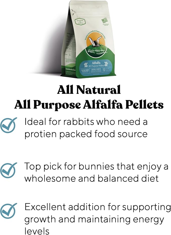 Rabbit Hole Hay - All Natural Alfalfa Pellets for Small Pets - 24 oz - High Nutrition