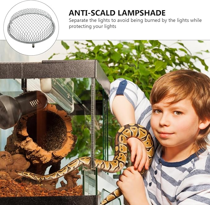 ibasenice Reptile Heat Lamp Cover 5.51-Inch Stainless Steel Anti-Scald Lampshade for Reptile Box Insulation Protects Pets from Burns