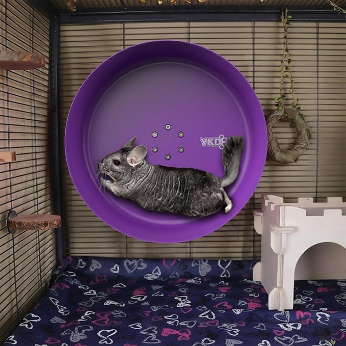 15" Silent Chinchillas Exercise Wheel, Aluminum Alloy Noiseless Running Wheel for Syrian Hamsters, Hedgehogs, Squirrels and Small Pets (Purple)
