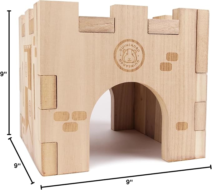GuineaDad Guinea Pig Hideout & House – Wooden Hideaway Bed, Hut & Furniture for Small Pets | Cozy Guinea Pig Hidey with Natural Design & Accessorie