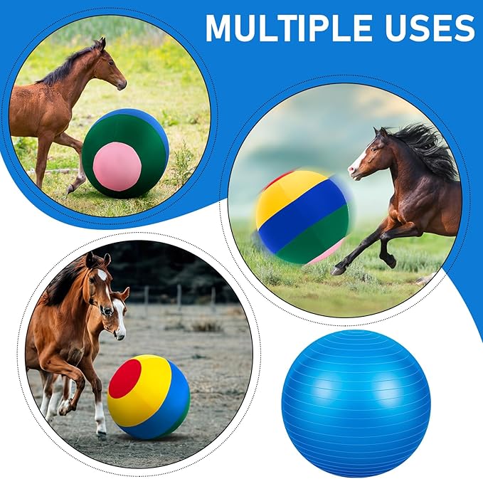40 Inch Giant Herding Ball with Ball Cover Anti Burst Please Watch VCR for How to Inflation Horse Toys for Horses Entertainment Play, Pump Included(Classic, Mixed Color)