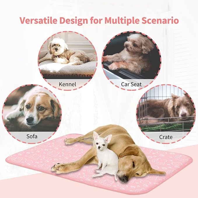 NWK Pet Cooling Mat for Large Dogs -Q-Max>0.345 Ice Silk Cooling Mat for Dogs & Cats Portable & Washable Pet Cooling Blanket, Car Seats, Beds for Summer (Pink Cat, 39'' X 27'' X 0.3'')