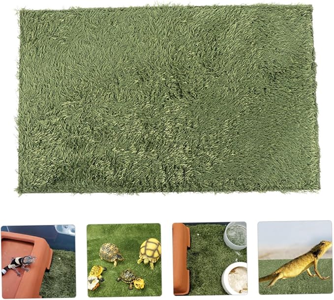 BESPORTBLE Reptile Carpet Mat for Terrarium Washable Lawn-Shaped Reusable Liner for Tortoises Bearded Dragons and Amphibians Easy to Cut and Install Moisture Protection