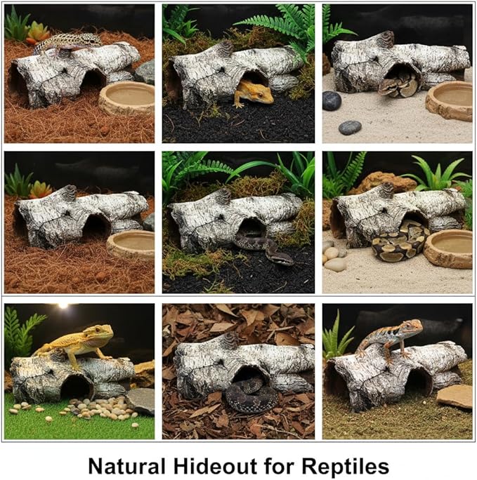 JIHAQUA Aquarium Resin Bark Terrarium Decor, Lizard, Snake or Reptile Hide,Lizard, Spider and Aquarium Fish Hide Cave (Medium Bark A)