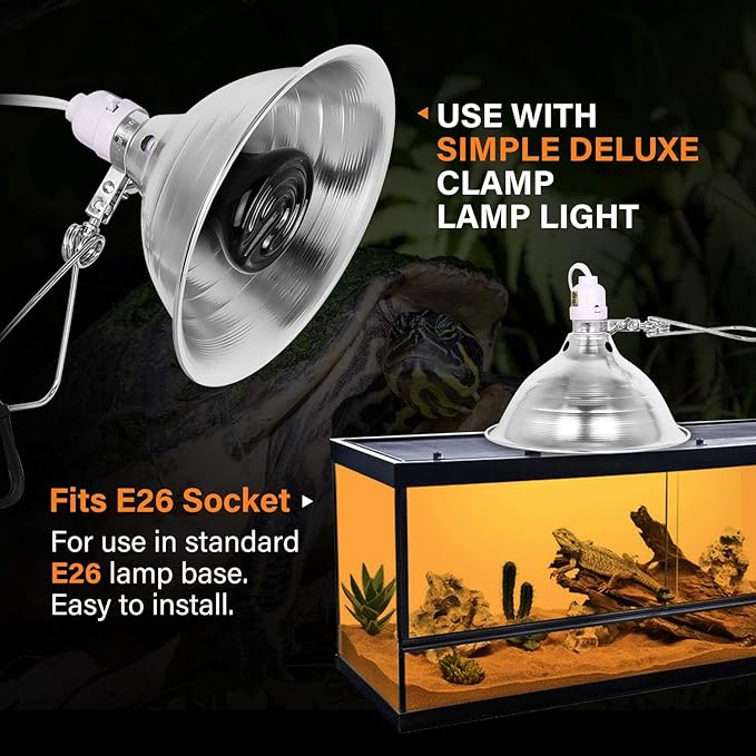 Simple Deluxe 25W/40W/50W/150W/250W Ceramic Heat Emitter Reptile Heat Lamp Bulb No Light Emitting Brooder Coop Heater for Amphibian Pet & Incubating Chicken, 25W(Mini), Black/2-Pack