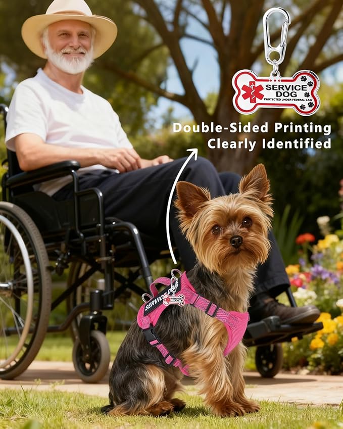 Service Dog Vest for Small Breed Dogs with ID Tag – Lightweight Puppy Harness and Leash Set with 6 PCS Patches, Ideal Service Animal Vest for Training, Complete Service Dog Gear, Hot Pink, L