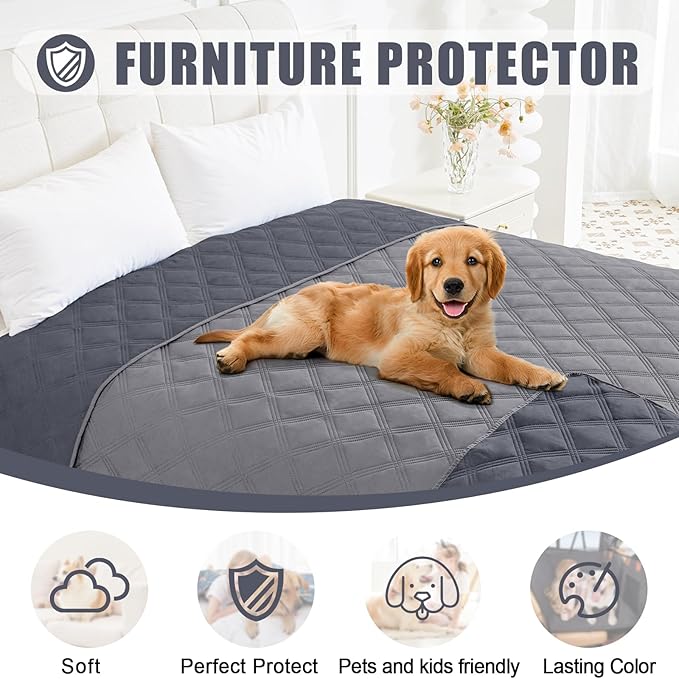 Smiry Waterproof Dog Bed Cover Blanket 30x82, Soft Reversible Pet Blanket, Washable Leakproof Cats Dogs Couch Cover for Sofa, Couch, Furniture, Lattice, Grey/Dark Grey