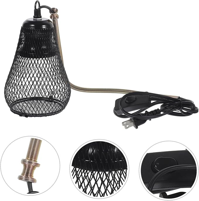 GANAZONO Reptile Heat Lamp Shade Scald Cover with Hook for Pet Safety Durable Construction Easy Installation Compatible with Voltage for Reptiles and Amphibians