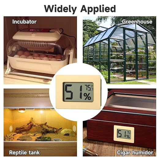 Compact 2-in-1 Humidity & Temp Monitor, ±2% Rh Hygrometer Thermometer for Greenhouses, Humidors, and Reptile Terrariums, Digital Display, 32–99% Range