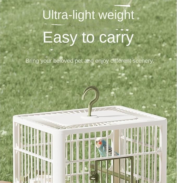 Bird Carrier Cage Travel Detachable Tray Hook Handle Transport Bird House for Outdoor(Orange)