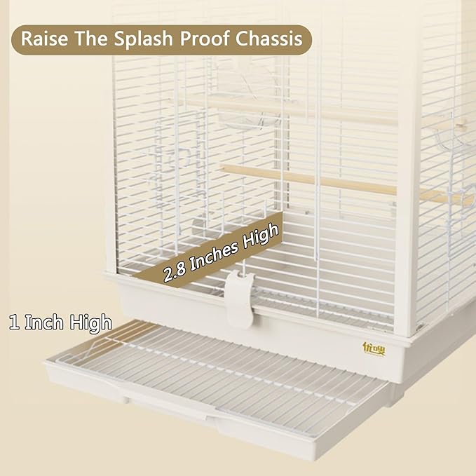 20inch Bird Carrier Travel Cage Cockatiel,Bird Aviary Indoor with Open Roof Outdoor Parrot Cage for Parakeet, Canaries, Budgies, Finch(White,3 pcs)