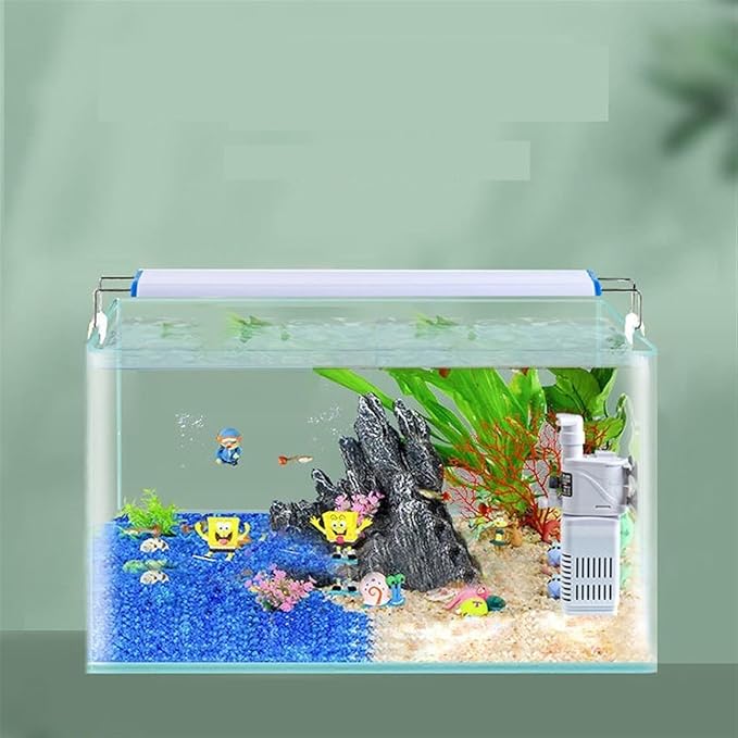 Fish Tank Glass Aquarium Curved Edge Living Room Small Aquarium Desktop Transparent Glass Fish Tank Turtle Breeding Box Aquarium(50x26x30cm)