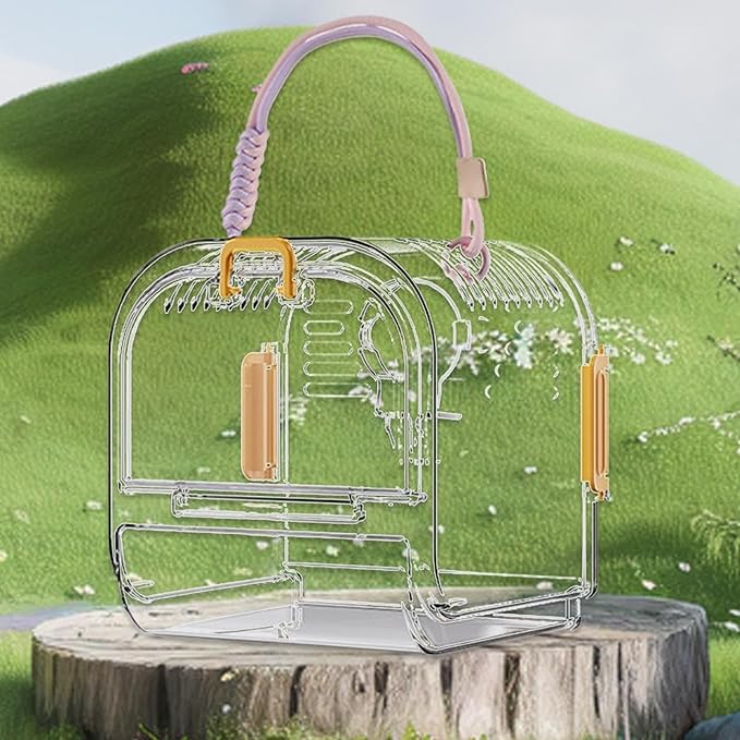 Small Bird Cage Travel Carrier Cage Foldable Bird Aviary Portable Flight Birdcage Budgie Cage with Food Box Parrot Cage Bird Carrier(Green)