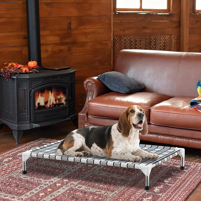Caghash Elevated Outdoor Raised Dog Bed Outdoor Dogs Bed Lifted Pet Hammock Bed Dog Cot for Large Pet Taste Life, Start with A Pet Bed 39'' x 27'' x 6.5''