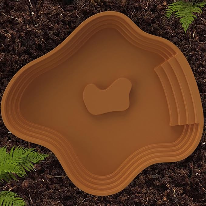 Sloped Animal Water Container Simulated Living Space Platform for Tortoises Amphibians Soaking Tub for Turtles Safe Turtle Drinking Bath Pan Multi Functional Soaking Dish Indoor/Outdoor Turtle Water