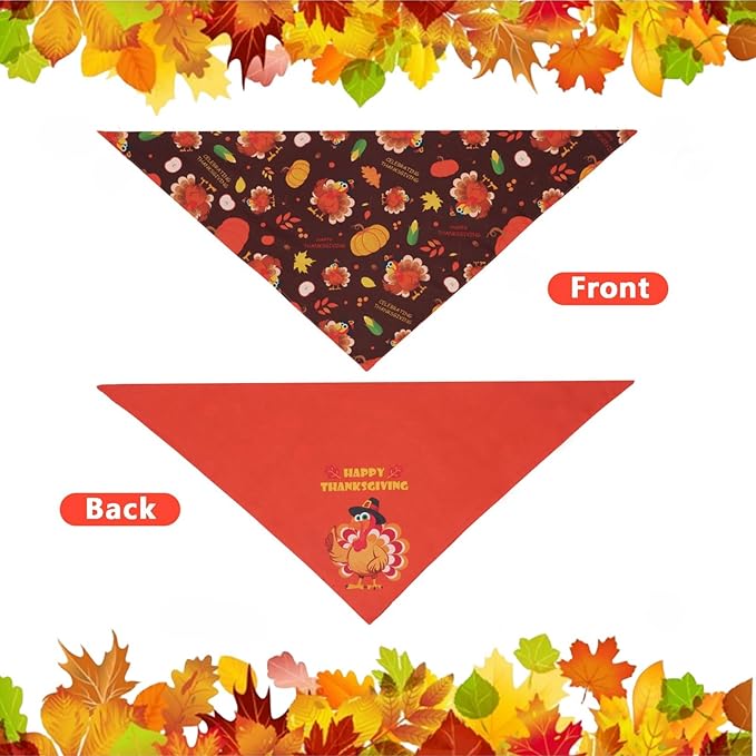 Thanksgiving Dog Bandana Small 1PCS, Triangle Reversible Holiday Scarf for Boy and Girl, Fall Autumn Bibs Accessories for Small XS Dogs Cats