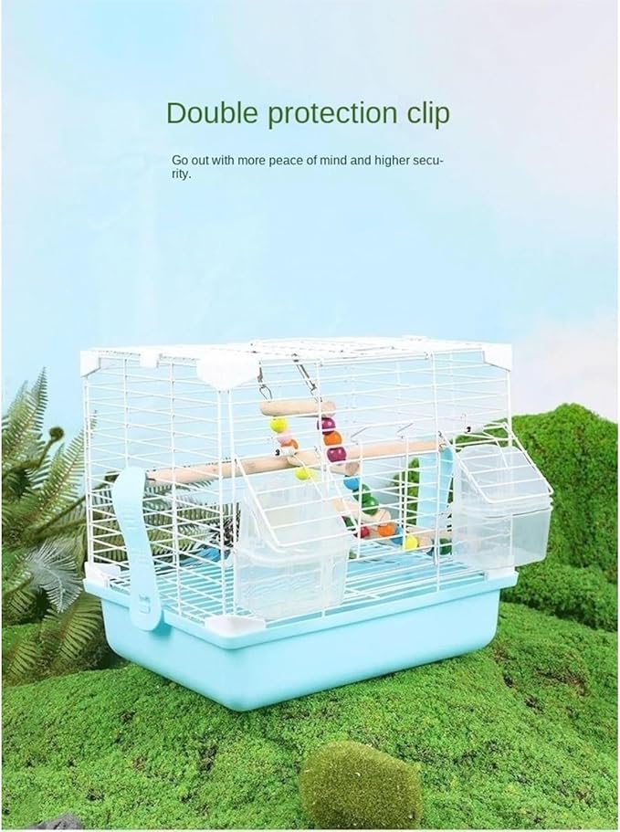 Bird Cage Bird Aviary Metal Tall Tiel Cage Parrot Cage Flight Birdcag Portable Bird Carrier with Handle Travel Carrier Cage(Blue)