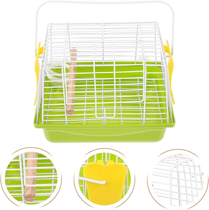 SUPVOX Portable Metal Bird Carrier Cage with Ventilated Wire Design Comfortable Travel Parrot Cage for Parakeets Lightweight Carrying Case for Outdoor Walks Hiking and Camping
