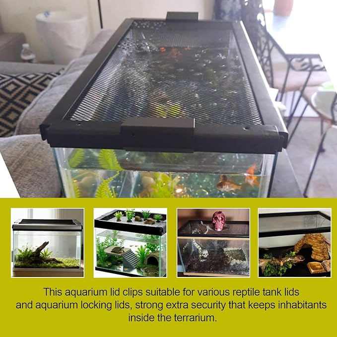 6Pack Reptile Terrarium Covers Heavy Duty Screen Clips for 5-29 Gallons, Aquarium Lid Clips for Reptile Tank Lid, Rreptile Enclosure Lock for Amphibian and Turtle Terrarium Covers