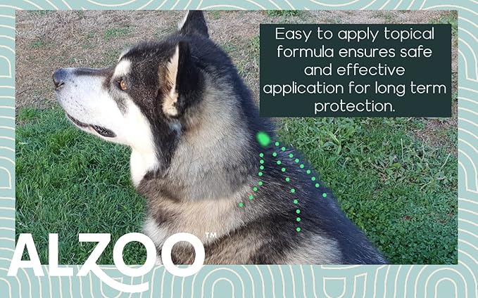 ALZOO Plant Based Flea & Tick Squeeze-On for Dogs, Helps Repel Fleas, Ticks & Mosquitos, Up to 3-Months Protection, Plant-Based Active Ingredients, Water-Resistant, 3 EZ-On Applicators Per Pack
