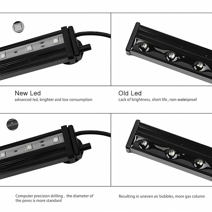 26.4 inch Submersible Aquarium Light, Fish Tank Light with Air Bubble Hole, RGB Color Changing Brightness Adjustable IP68 Waterproof Remote Control LED Light for Aquarium Fish Tank