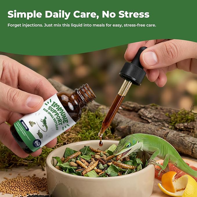 Herbal Reptile Supplement, Daily Wellness Drops for Immune, Appetite, Digestion & Respiratory Health Support, Liquid Support for Geckos, Lizards & Companion Reptiles