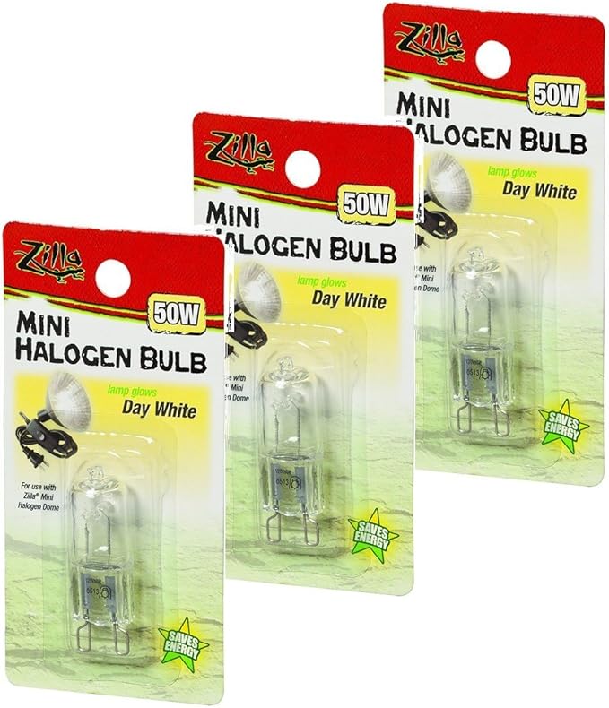 Zilla Mini Halogen Lamp Reptile Bulb, 50-watt, Day White (3 Pack)