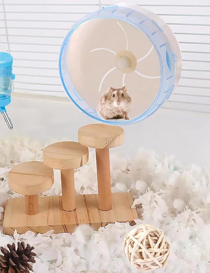 Super-Silent Hamster Exercise Wheel - Hamster Toys Cages Accessories 8.6 Inch Running Spinner Quite Runner for Small Animal Pet Gerbil Dwarf Syrian Hedgehog Rat Mouse Mice (Blue)