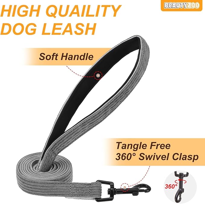 BEAUTYZOO No Pull Dog Harness Large, Adjustable Dog Harness and Leash Set -Easy Wearing with 3 Buckles/Control Handle,No Choke Soft Padded Reflective Pet Vest for Training Walking Hiking,Grey XL