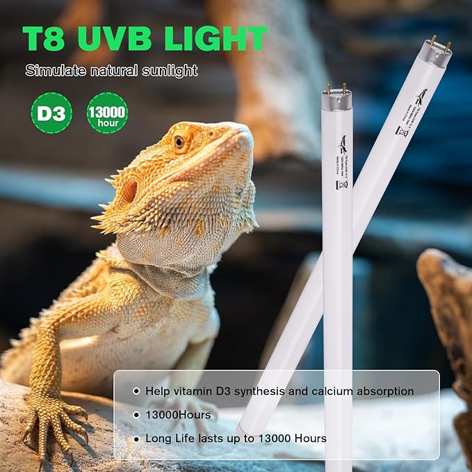 3-Pack UVB Reptile Light 10.0 Bulb 15W T8 Fluorescent Desert Lamp UVA for Bearded Dragon Tortoise Reptile & Amphibian