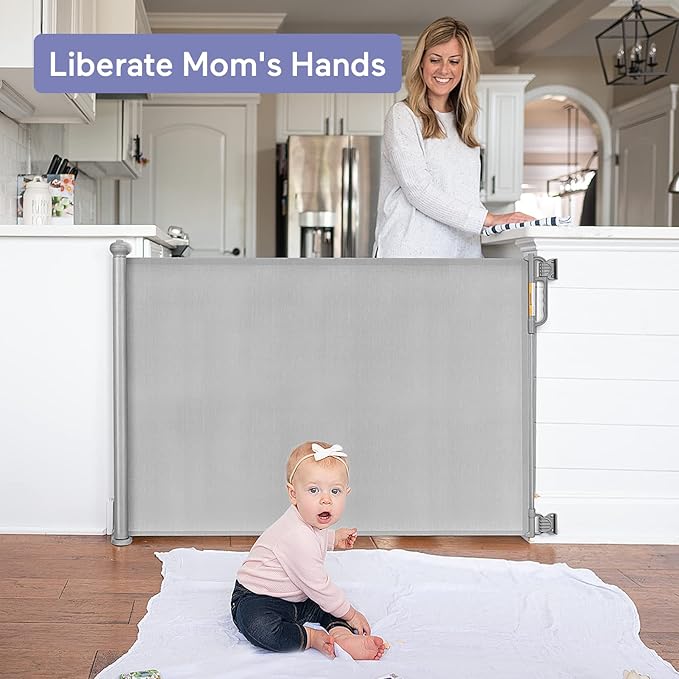 Momcozy Baby Gate, Retractable Baby Gate or Dog Gate ใEasy to USEใ for 33" Tall, Extends up to 55" Wide, for Stairs, Doorways, Hallways, Indoor, Outdoor