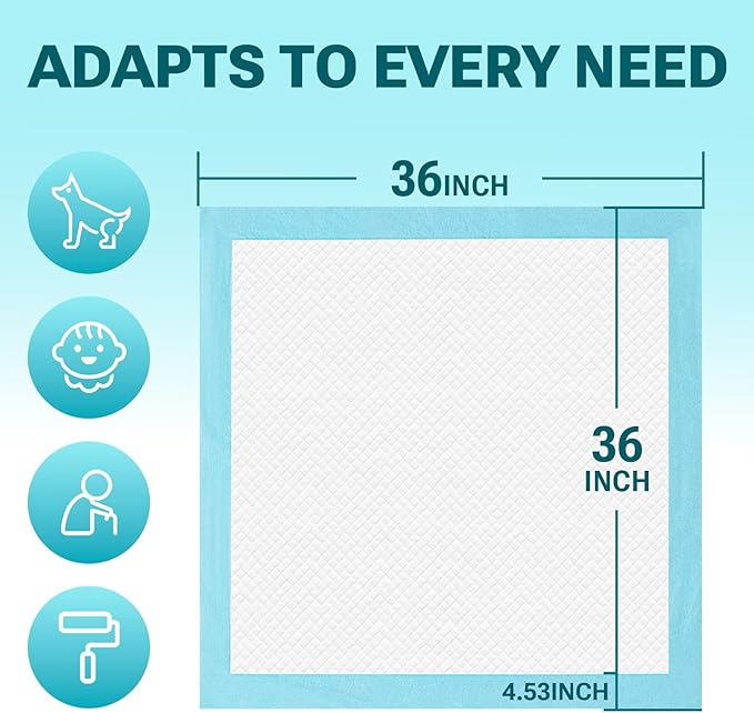 CLEAN SPACES Disposable Bed Pads for Adult 36" x 36", Chucks Pads Underpads Bed Liner for Incontinence, Extra Large Puppy Pads / Dog Pee Pads / Wee Wee Pads for Training, XL, 45 Count