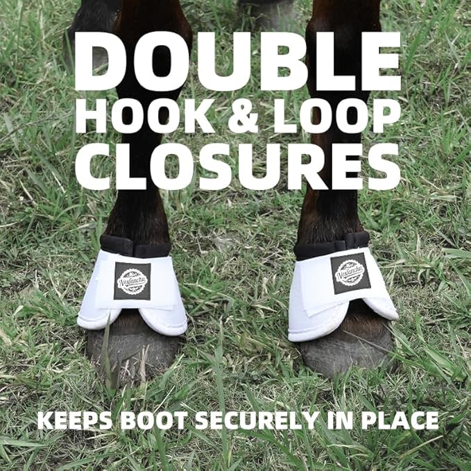Protective Bell Boots for Horse, Shock Absorbing Hoof Protective Overreach Boot with Anti-Spin Fastening Optimal Protection,Durable & Comfortable,Quick Wrap Hook & Loop