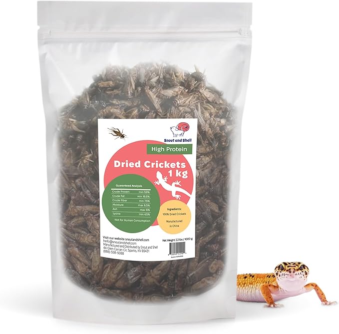 Dried Crickets (2.2 lbs) for Reptiles, Birds, and Small Pets - Natural Insect Food with Essential Nutrients - 1 kg