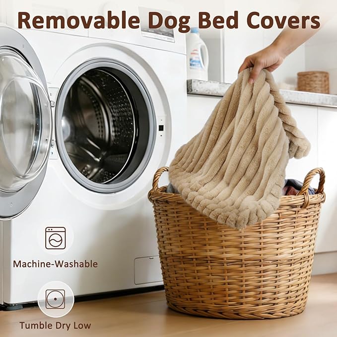 XL Dog Bed, Flat Pet Beds with Removable Washable Cover, Pet Mat Cute Dog Crate Bed Thick Shredded Chopped Crate Foam & Anti Slip Bottom for Indoor, 42"x27"x4"