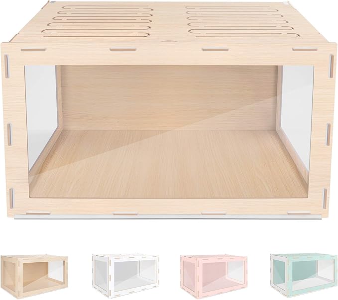 Niteangel Bigger World - MDF Aspen Terrarium for Hamster Gerbils Mice Lemming Degus or Other Small-Sized Pets(30 x 15 x 17.7 inches, Burlywood)