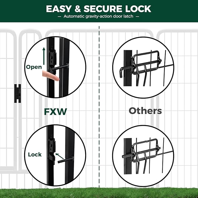 FXW Rollick Unleashed Dog Playpen for Indoor, Yard, RV Camping, 32 inch 16 Panels Dog Pen with Playpen Storage Bag (2 Packs) for Small and Medium Dogs, Black│Patented