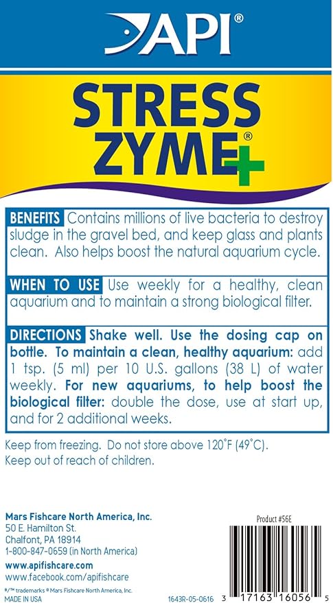 API Aquarium Water Treatment & Trop. Fish Food: Stress Coat 16 oz, Stress Zyme 16 oz, Tropical Flakes 1.1 oz