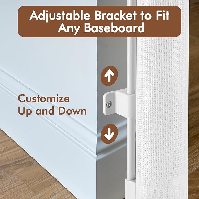 Reinforced 48" Extra Tall X 100" Extra Long Baby Gates for Wide Openings Retractable Baby Gates Extra Wide Dog Gates Indoor Mesh Gates for Dogs Tall Pet Gates for Doorways Mesh Cat Gate, White