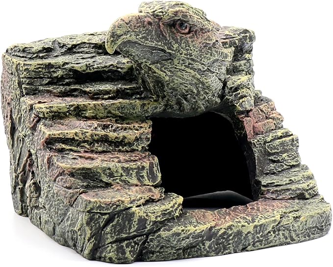 Reptile Rock Basking Platform, Gecko Hide Cave Hiding Place, Snake Cave and Hides for Reptiles, Amphibians, and Small Animals, Lizards (Type-D(Small))
