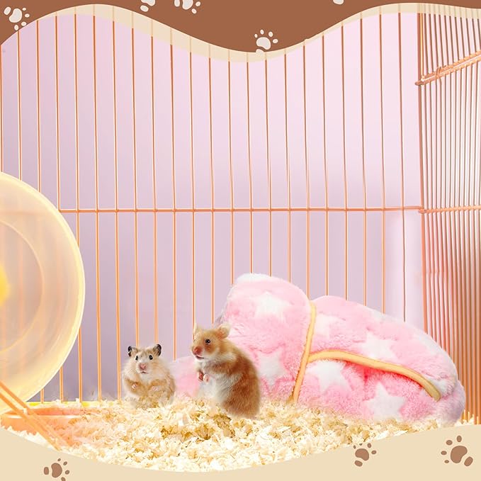 Wenqik 2 Pcs Guinea Pig Hideouts Guinea Pig Bed Washable Bunny Bedding Cuddle Warm Small Pet Sack Supplies Portable Pet Carrier Cage Nest Accessories for Cage(Gray, Light Pink,Pentagram)