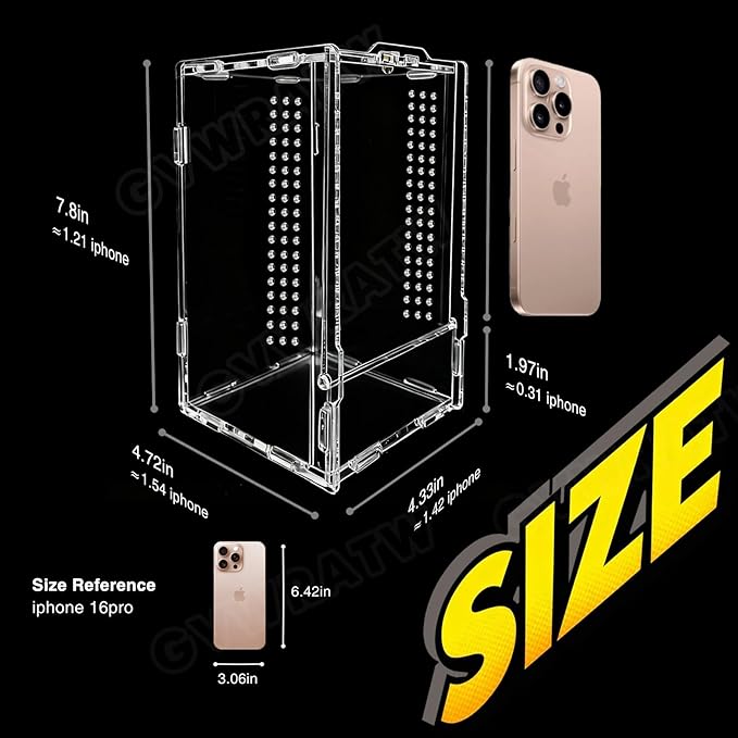 The Ultimate Small Animal Terrarium 4.72" x 4.33" x 7.8": A Versatile Reptile & Critter Tank for Lizards, Spiders, Snakes, Frogs, Hermit Crabs & More